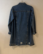 Distressed Longline Denim Jacket Size M - image 1
