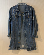 Distressed Longline Denim Jacket Size M - image 3