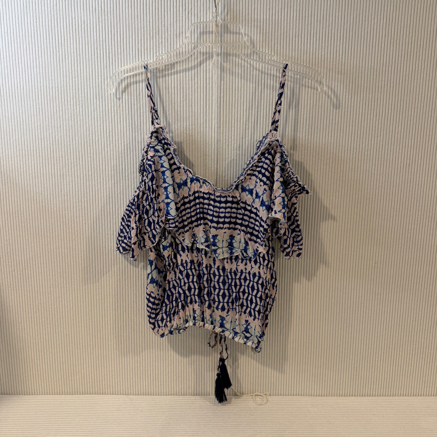 Surf Gypsy Printed Flutter Sleeve Top Size M - image 1