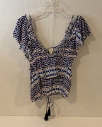 Surf Gypsy Printed Flutter Sleeve Top Size M - image 4