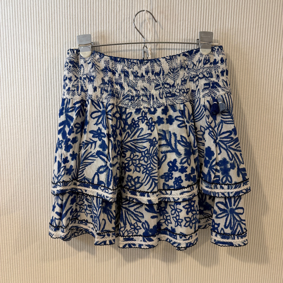 Poupette St Barth Blue Tiare Ruffle Mini Skirt Size M - image 1