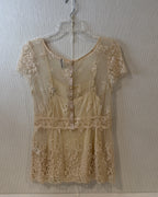 Topshop Lace Button-Front Peplum Top Size 12 (EUR 40) - image 1