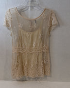 Topshop Lace Button-Front Peplum Top Size 12 (EUR 40) - image 3