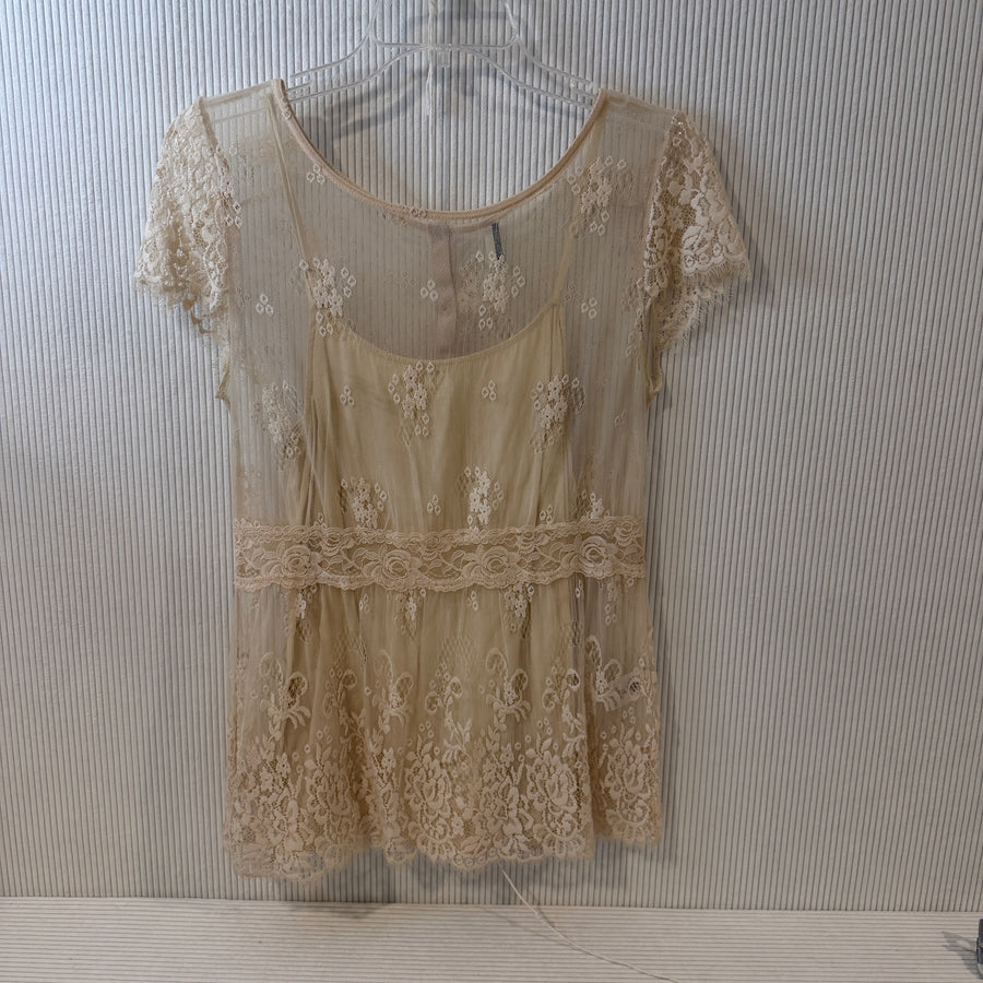 Topshop Lace Button-Front Peplum Top Size 12 (EUR 40) - image 3