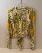 Haute Hippie Tie-Front Printed Blouse Size M - image 2