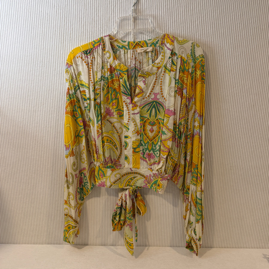 Haute Hippie Tie-Front Printed Blouse Size M - image 2