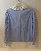 Zara Woman Embroidered Collar Striped Blouse Size S - image 1