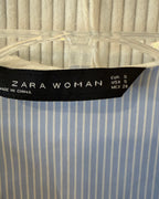 Zara Woman Embroidered Collar Striped Blouse Size S - image 3