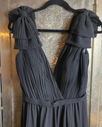 Basix Black Label Pleated Deep V-Neck Gown Size 6 - back view