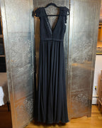 Basix Black Label Pleated Deep V-Neck Gown Size 6 - side view