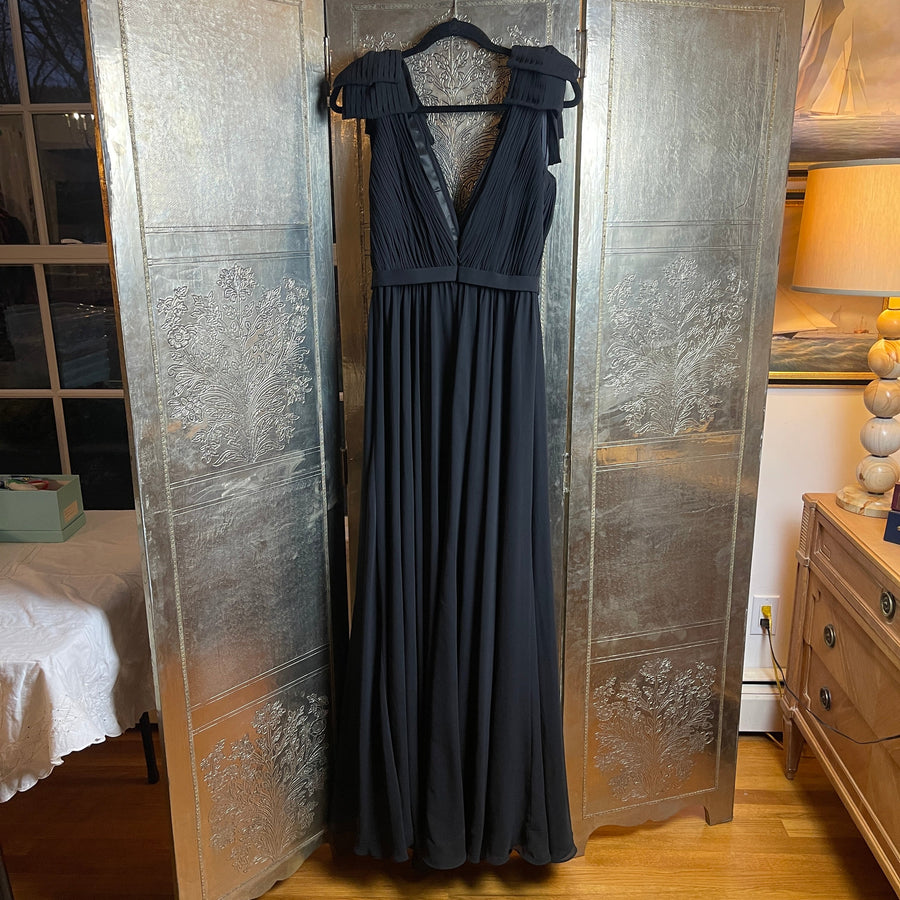 Basix Black Label Pleated Deep V-Neck Gown Size 6 - side view