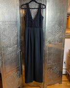 Aqua Beaded Deep V-Neck Gown Size 8 - side view