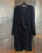 Black Halo Metallic Wrap Cocktail Dress Size 10 - back view