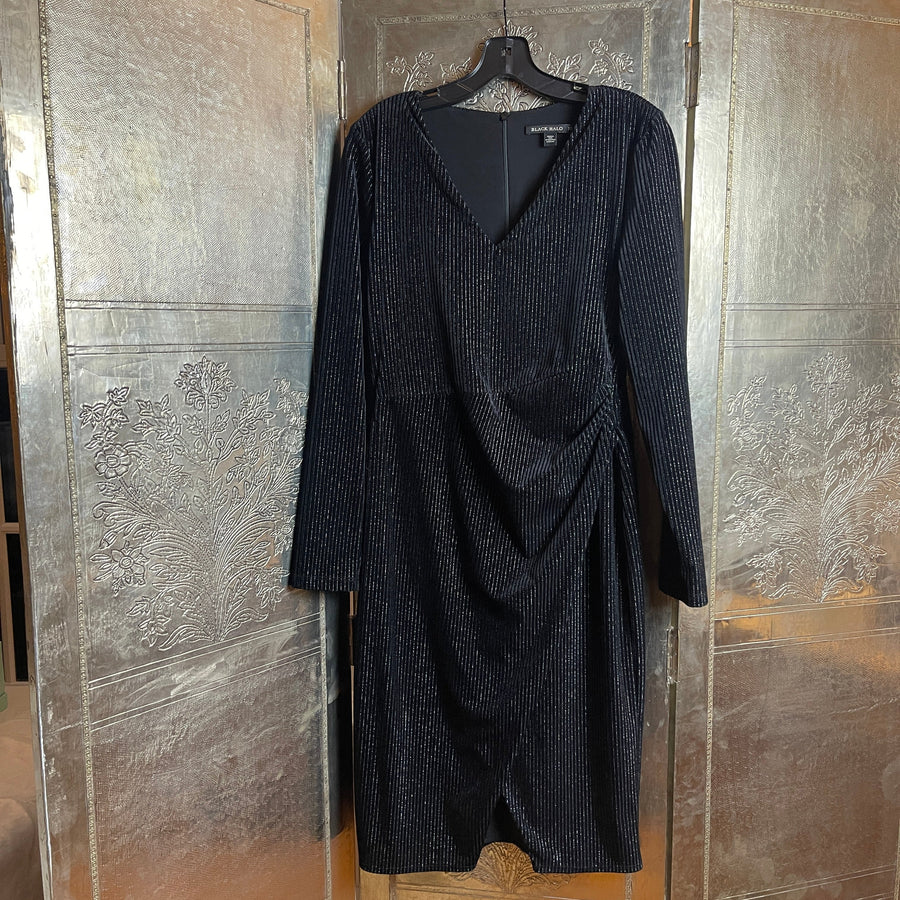 Black Halo Metallic Wrap Cocktail Dress Size 10 - back view