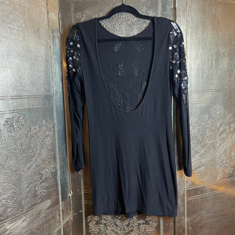 Topshop Embellished Open-Back Mini Dress Size 8 - front view