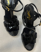 Saint Laurent Tribute Patent Leather Platform Sandals