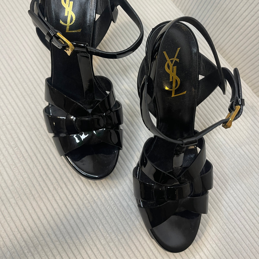 Saint Laurent Tribute Patent Leather Platform Sandals