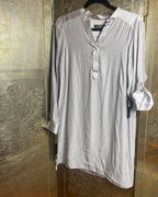 Alice & Trixie Silver Silk Henley Tunic Dress Size S - front view