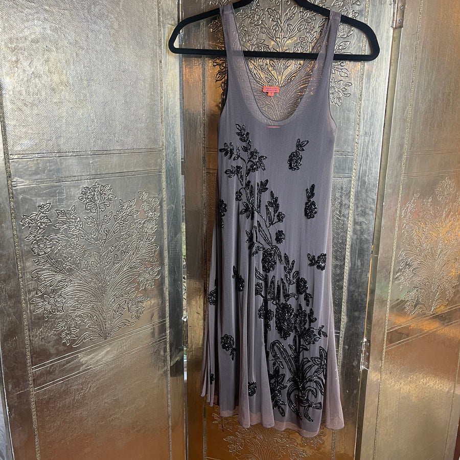 Chan Luu Grey Beaded Sleeveless Dress Size S - front view