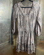 Rebecca Taylor Silk Animal Print Drawstring Dress - front view