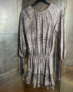 Rebecca Taylor Silk Animal Print Drawstring Dress - detail view 5
