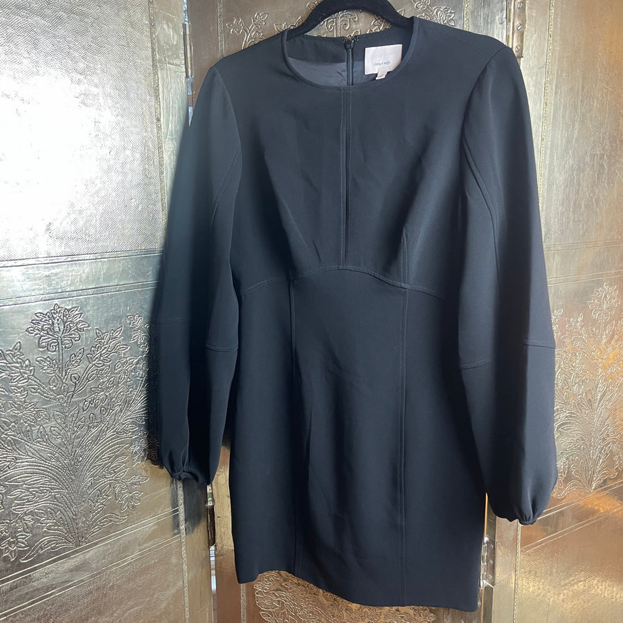 Cinq à Sept Black Balloon Sleeve Mini Dress - front view