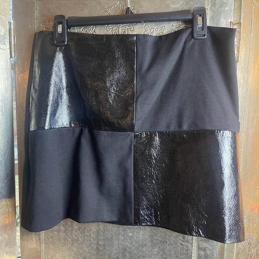 Alice & Trixie Paneled Faux Leather Mini Skirt Size L - back view