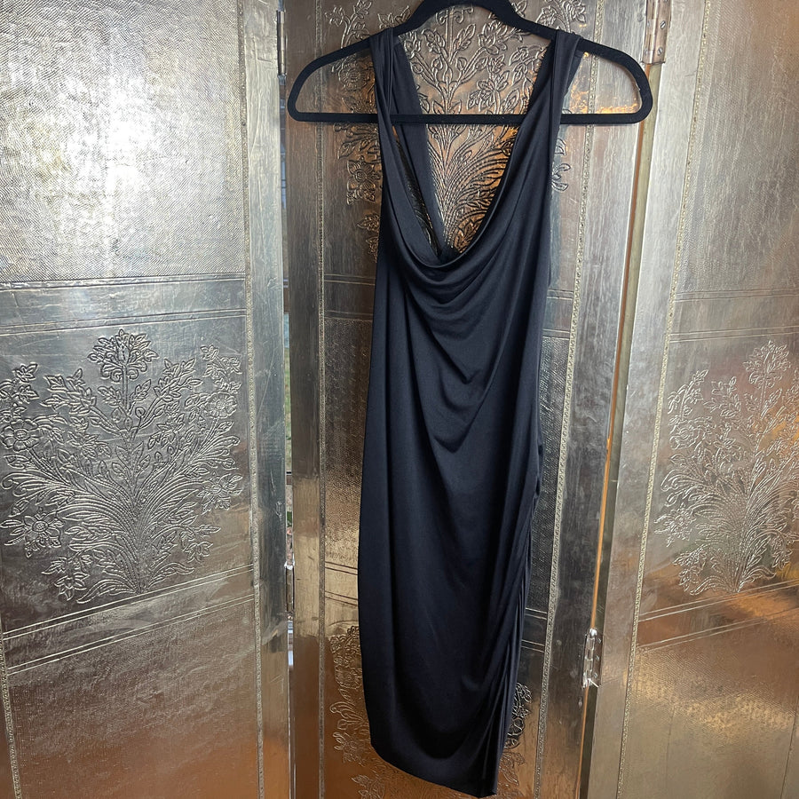 Graham & Spencer Black Draped Cowl-Neck Dress - front view