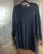 See by Chloé Black Crochet Lace Eyelet Mini Dress Size 36 - front view
