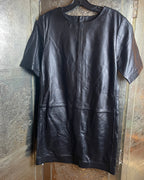 Muubaa Black Leather Shift Dress Size 10 - front view