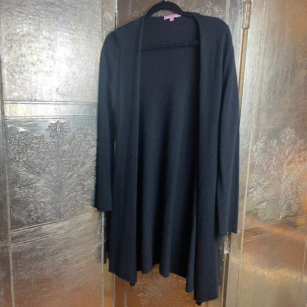Calypso St. Barth Black Open-Front Cardigan Size S - front view