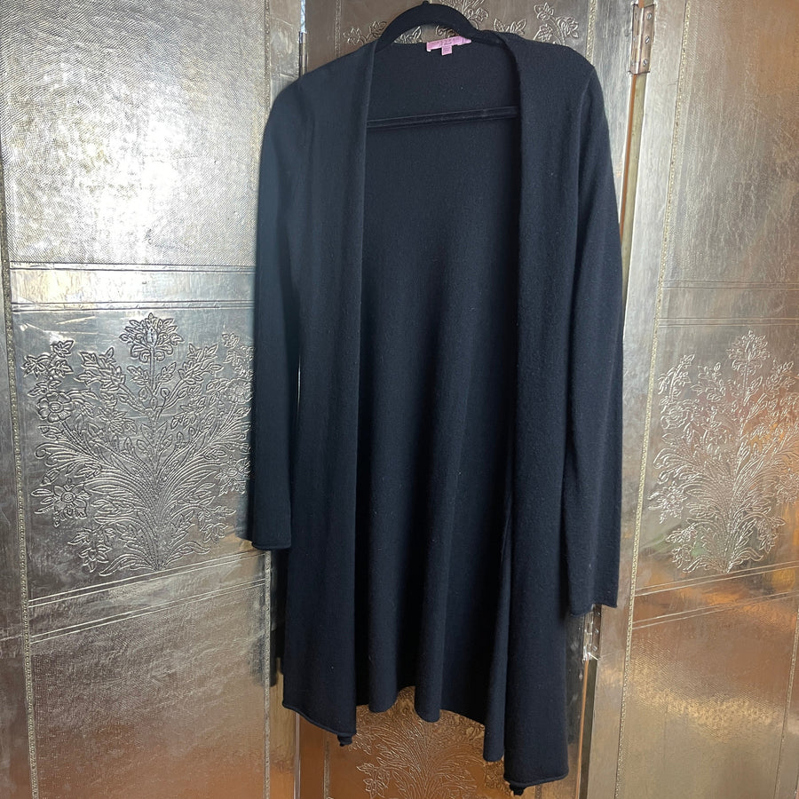 Calypso St. Barth Black Open-Front Cardigan Size S - front view