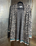 Wild Flower Leopard Print Cardigan Size XS - front view
