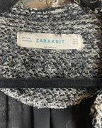 Zara Knit Open Fringe Tweed Jacket - back view