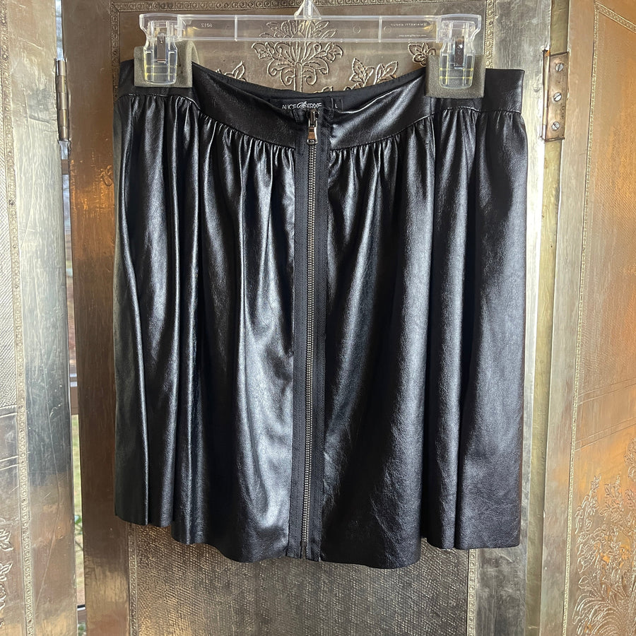 Alice & Trixie Faux Leather Pleated Skirt Size L - front view