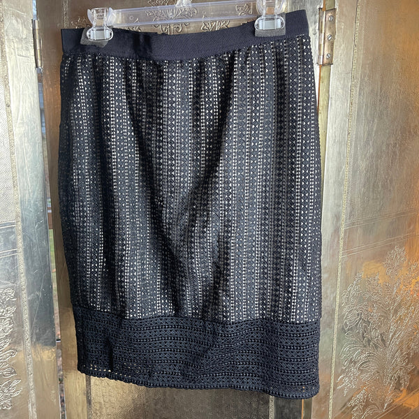 Ann Taylor Black Beaded Pencil Skirt Size 8 - back view