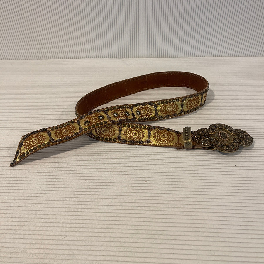 Cache Metallic Brocade Belt