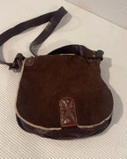 Campomaggi Shearling Trim Suede Leather Crossbody Bag