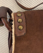 Campomaggi Shearling Trim Suede Leather Crossbody Bag