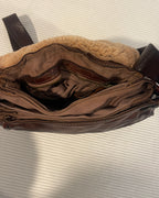 Campomaggi Shearling Trim Suede Leather Crossbody Bag