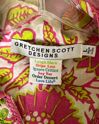 Gretchen Scott Pink Green Embroidered Floral Tunic Dress Size L image 4