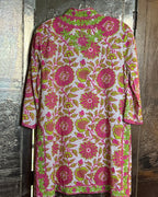 Gretchen Scott Pink Green Embroidered Floral Tunic Dress Size L image 2