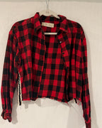 Vintage Havana Buffalo Plaid Cropped Lace-Up Flannel - Size S - front view