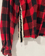 Vintage Havana Buffalo Plaid Cropped Lace-Up Flannel - Size S - detail view