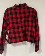 Vintage Havana Buffalo Plaid Cropped Lace-Up Flannel - Size S - back view