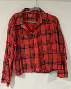 Levis Plaid Cropped Flannel Shirt - Size M - front view