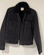 American Eagle Black Sherpa-Lined Denim Jacket - Size M - front view