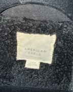 American Eagle Black Sherpa-Lined Denim Jacket - Size M - label photo