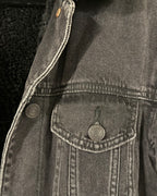 American Eagle Black Sherpa-Lined Denim Jacket - Size M - detail view