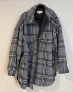 Vintage Havana Gray Plaid Sherpa-Lined Shacket - Size M - front view